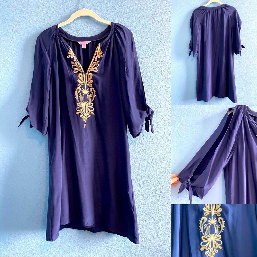 Lilly Pulitzer Navy Silk Dress- Small